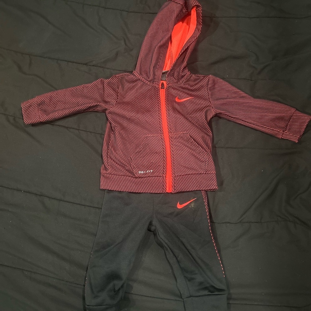 Nike Black and Red Toddler Hoodie Set